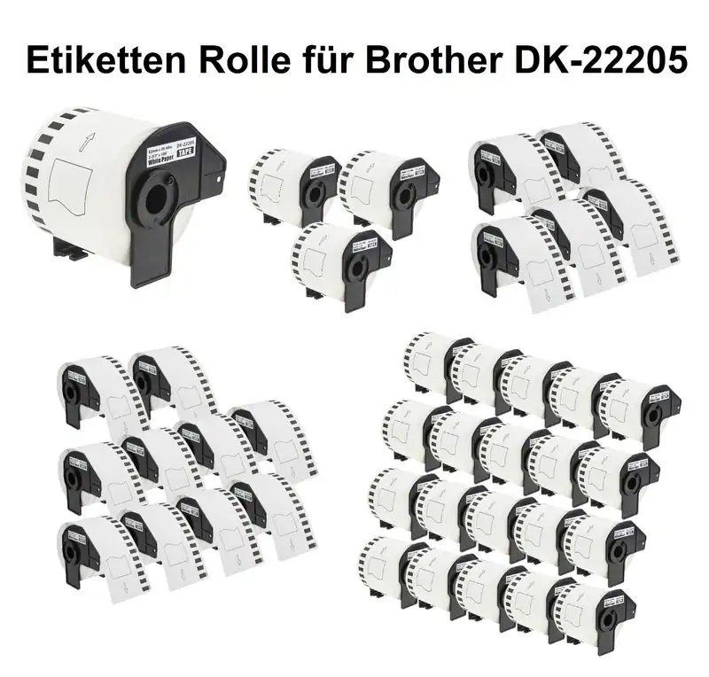 Etiketten für Brother 62mm x304m DK-22205 QL710 W QL720 QL720NW QL800 QL810 !