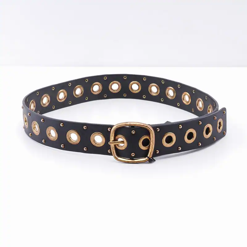 Maje Damen Gürtel Schwarz Leder Nieten Besatz Taillengürtel Gr. S 1 MFACE00259