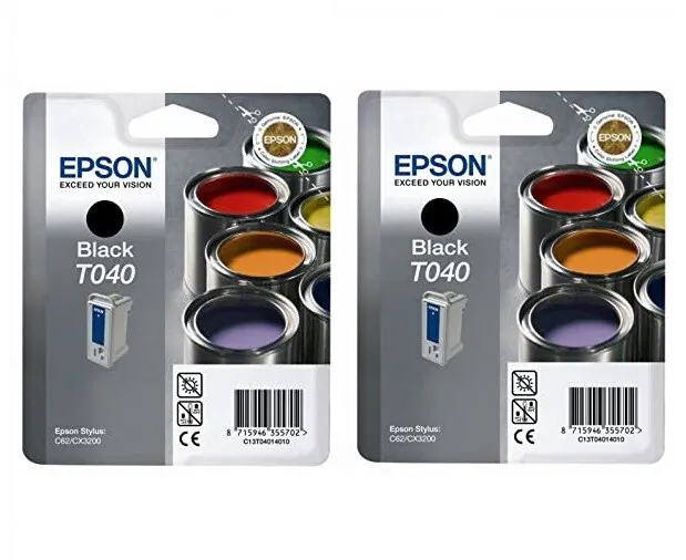 2 x Original Epson T040 schwarz Stylus C62 CX3200 - o.V.