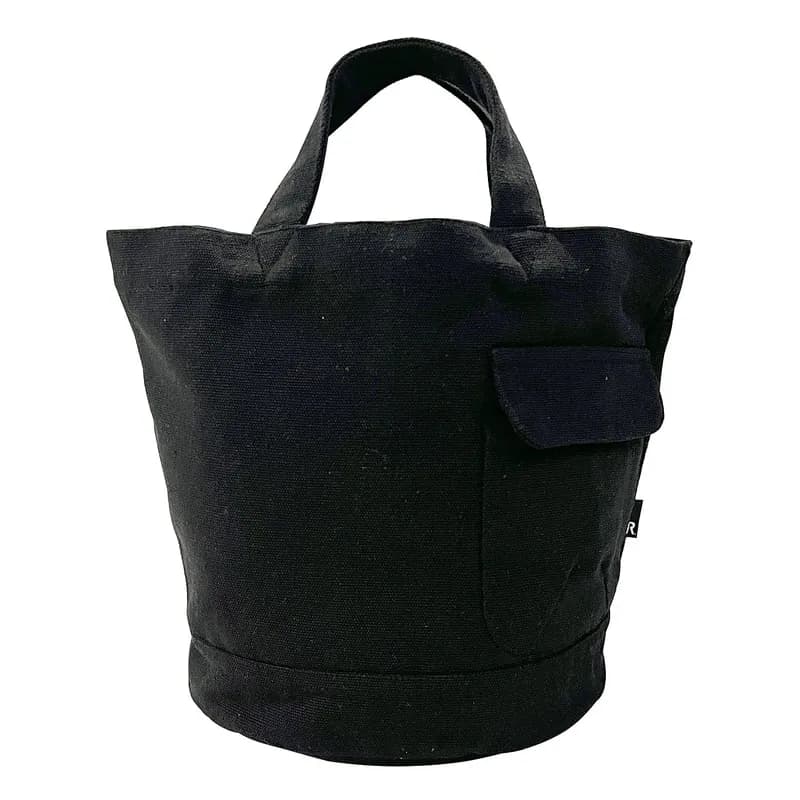 Round Bottom Uni Small Tote Bag SN Deli Recycling Cotton (black)