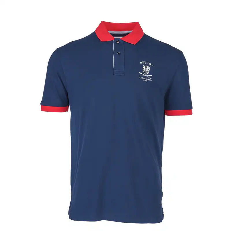 Hackett London Polo Blau Gr. M Herren Poloshirt Baumwolle Navy Print HM562401