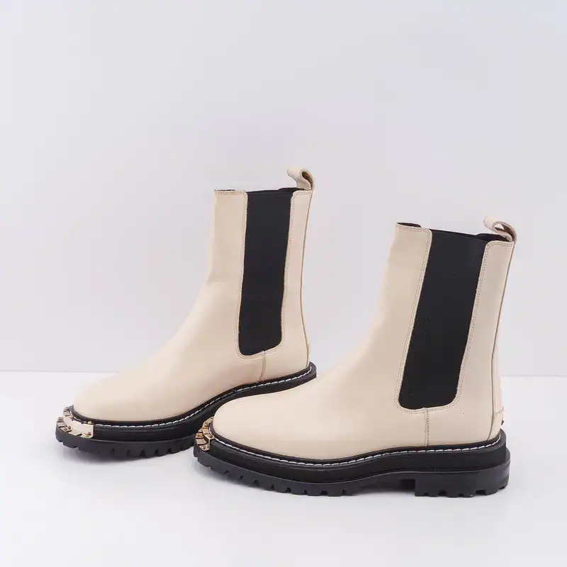 Sandro Stiefeletten Ecru Leder Booties Ankle Boots Gr. 40 EU 7 UK Damen SFACH005