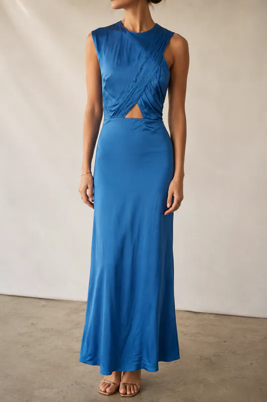 Sandro Kleid Blau Gr. 34 FR Damen Ärmellos Lang SFPRO03520