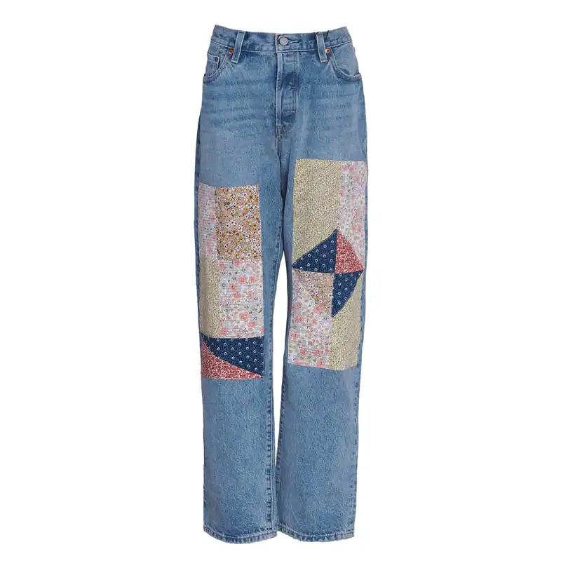Levi's Women's Blue Straight Jeans Patchwork 501 '90s Floral A19590019