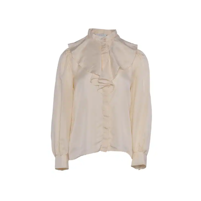 Sandro Paris Damen Bluse Beige 100% Seide SFPCM00514 Gr. 0 XS