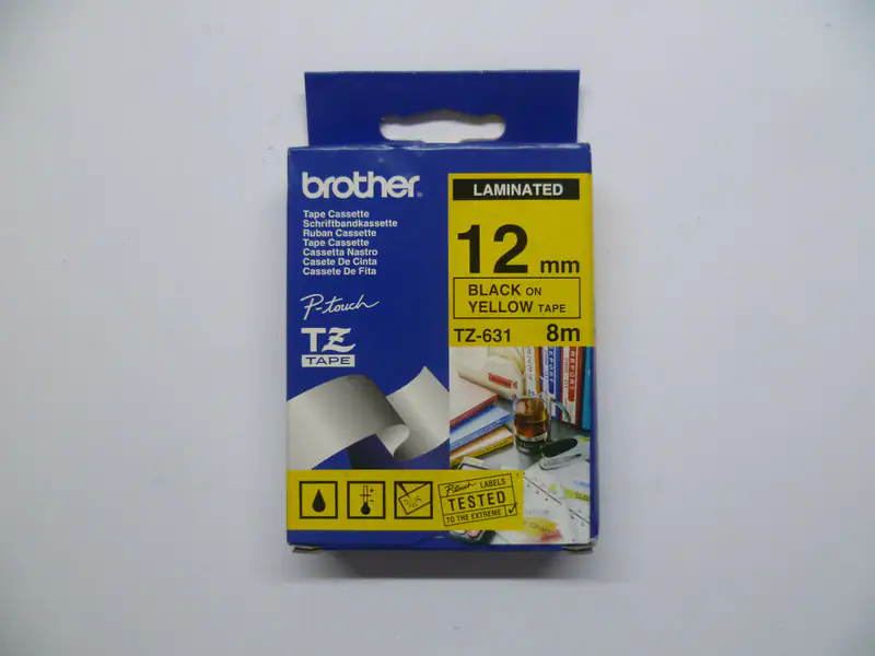 Brother Tape Cassette TZ-631 schwarz auf gelb 12mm Schriftbandkassette OVP