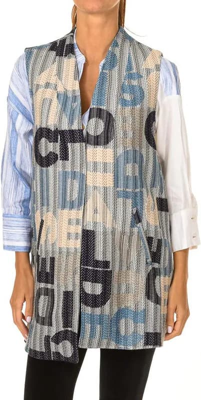 Desigual Women's Vest Letters Tweed Multicolor Size S 19SWEWXC