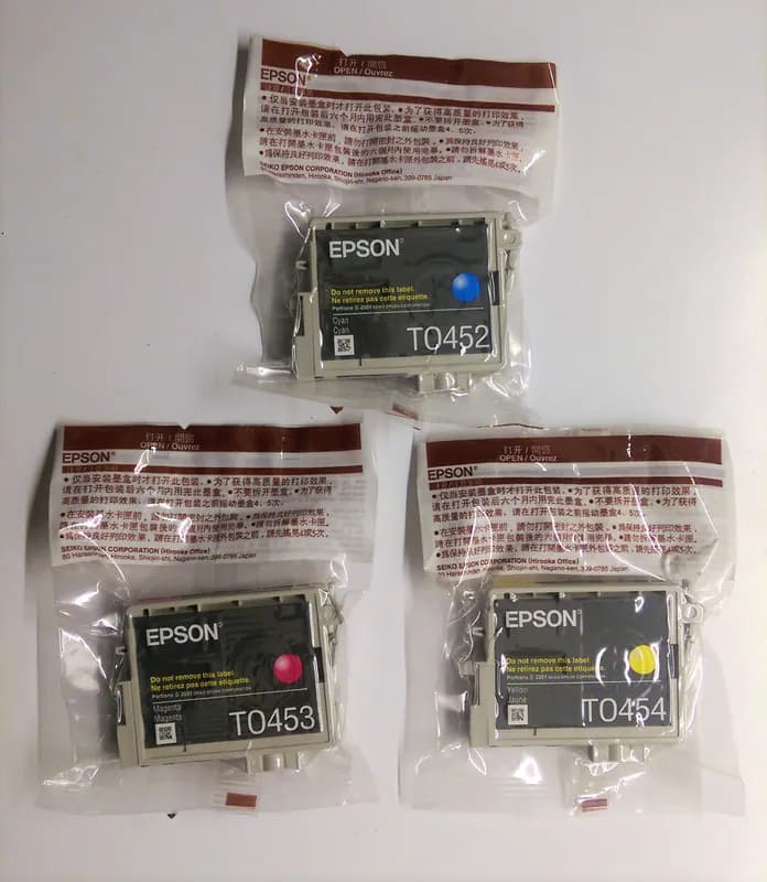 3 x Original Epson Colorset T0452 T0453 T0454 C64 C66 C84 C86 CX3600 CX6400