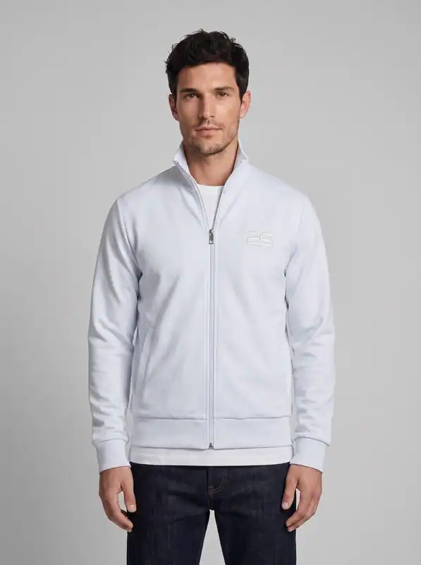 Sandro Herren Pullover Weiß Baumwolle Gr. M Sweatjacke Zip Up SHPSW00587