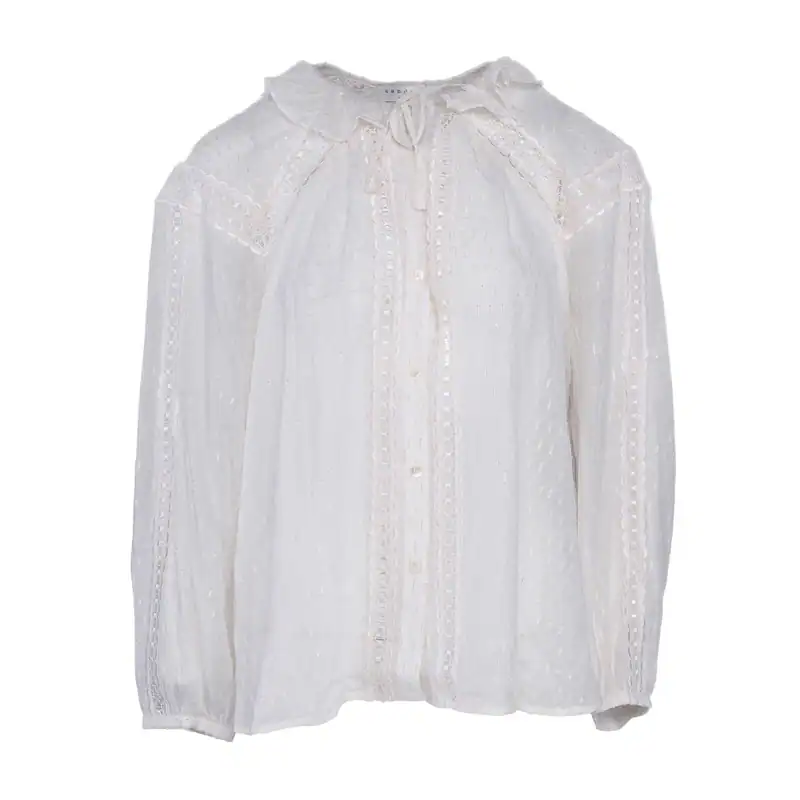 Sandro Bluse Ecru Gr. 40 FR / L Damen Seidenbluse Seide E11780E