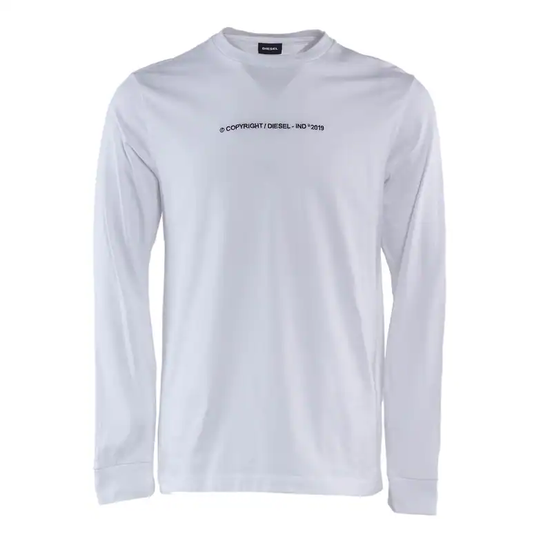 Diesel Langarmshirt Weiß Baumwolle Gr. M Herren Bestickt 00SY8C-0PATI