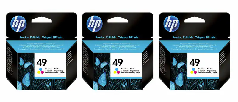 3 x Original HP 49 color 51649A Deskjet 350 c 600 610 615 640 660 670 690 o.V