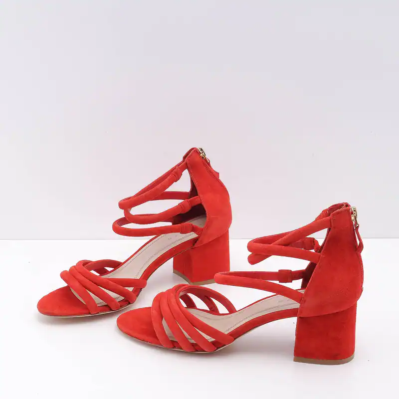 Sandro Riemchensandaletten Rot Wildleder Gr. 40 Damen Sandalen Heels SFACH01110
