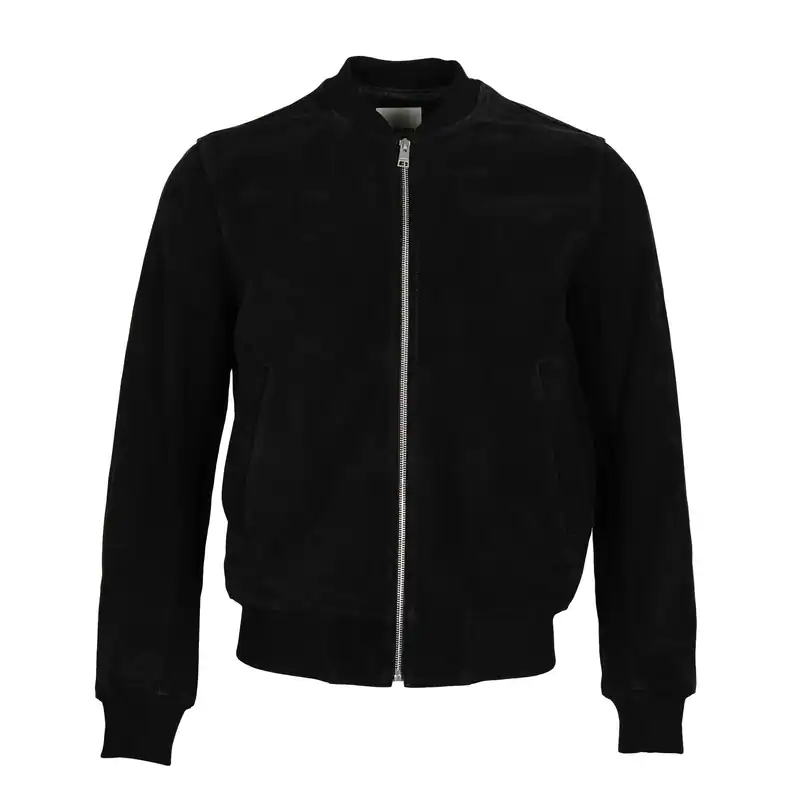Sandro Herren Wildleder-Bomberjacke Schwarz Größe XL SHPBL00630