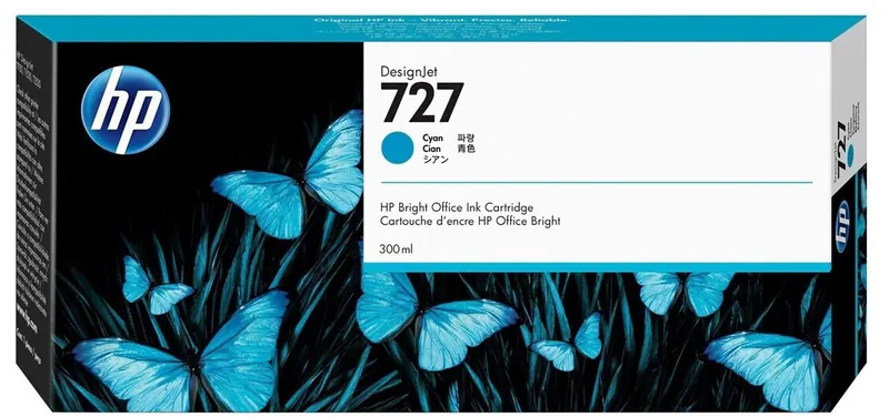 Original HP 727 cyan 300ml F9J76A Designjet T930 T1530 T2530 OVP DATUM 11/2022