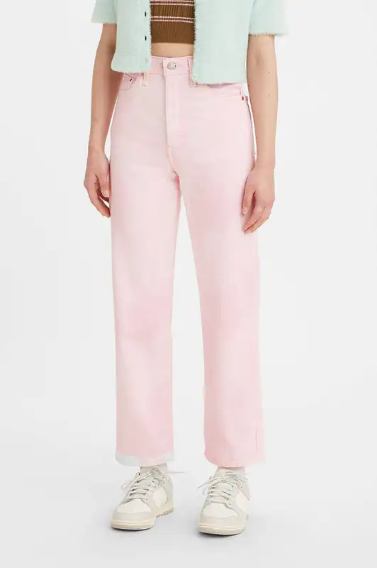 Levi's Jeans Rosa Baumwolle W24 L29 Damen Gerade Ribcage Ankle 726930135
