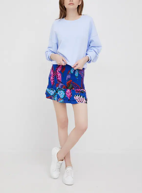 Desigual Rock Blau Gr. XS Damen Kurzer Rock Straight Schmetterling 22SWMW29