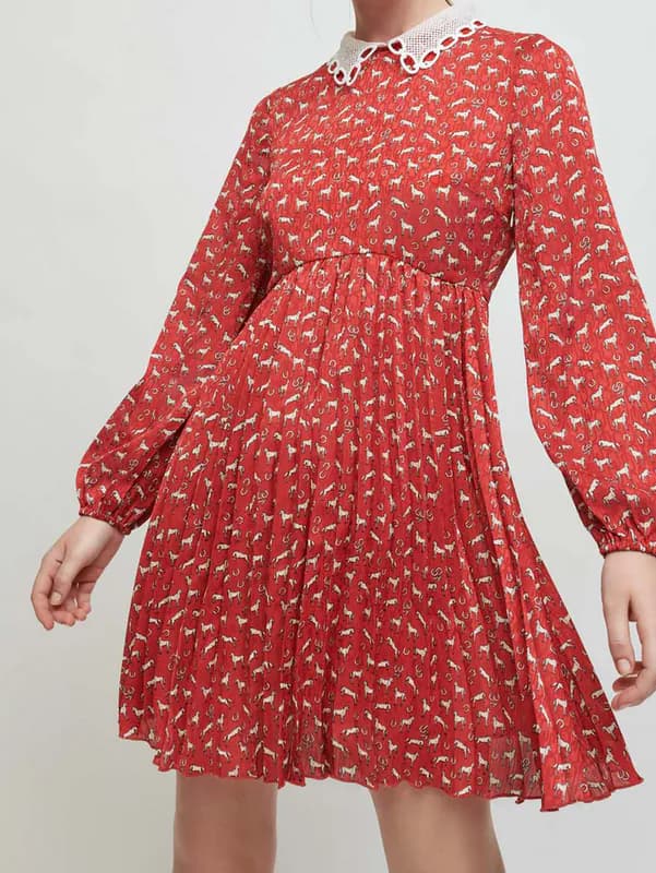 Maje Damenkleid Größe 36 FR / S mit Kragen und Falten MFPRO02022