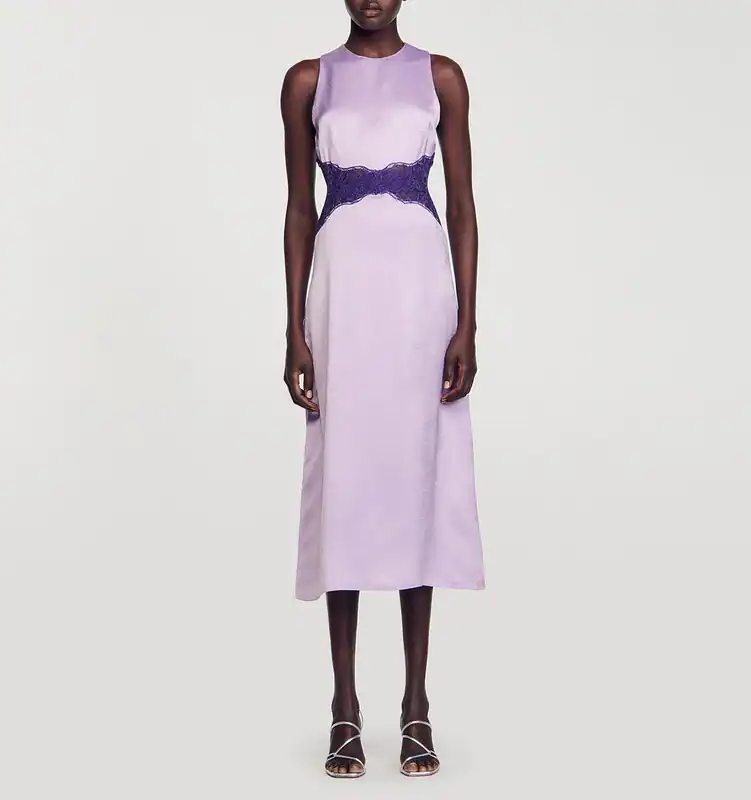 Sandro Kleid Gr. 40 FR / L Damen Gewebt Designer Sommerkleid SFPRO03447 UVP 265€