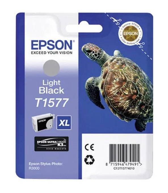 Original Epson T1577 light black Stylus Photo Foto R3000 OVP DATUM 07/2022