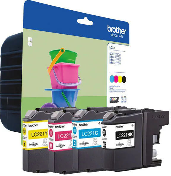 Original Brother LC221 MultiPack 4 Patronen BK C M Y in OVP DATUM 2026