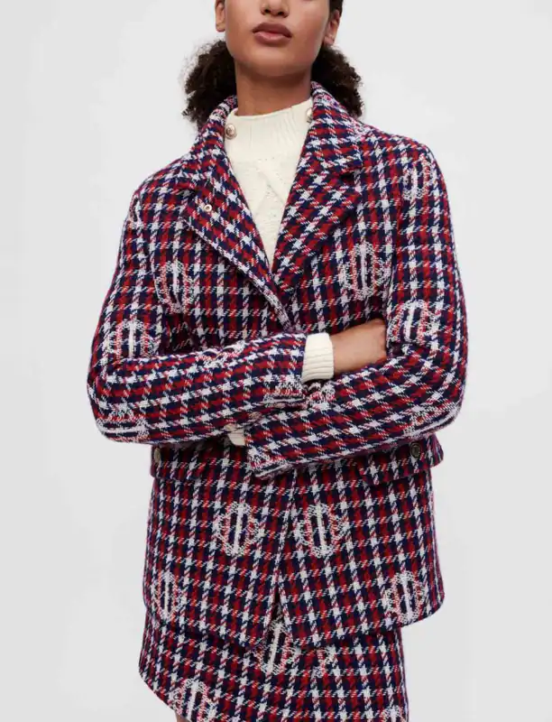 Maje Jacke Mehrfarbig Kariert Wollmischung Gr. 38 M Damen MFPVE00418