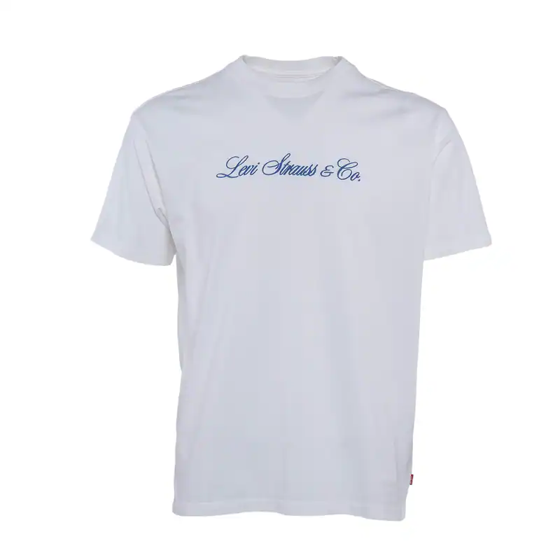 Levi's T-Shirt Weiß Baumwolle Gr. M Herren Kurzarmshirt Stickerei 873730213