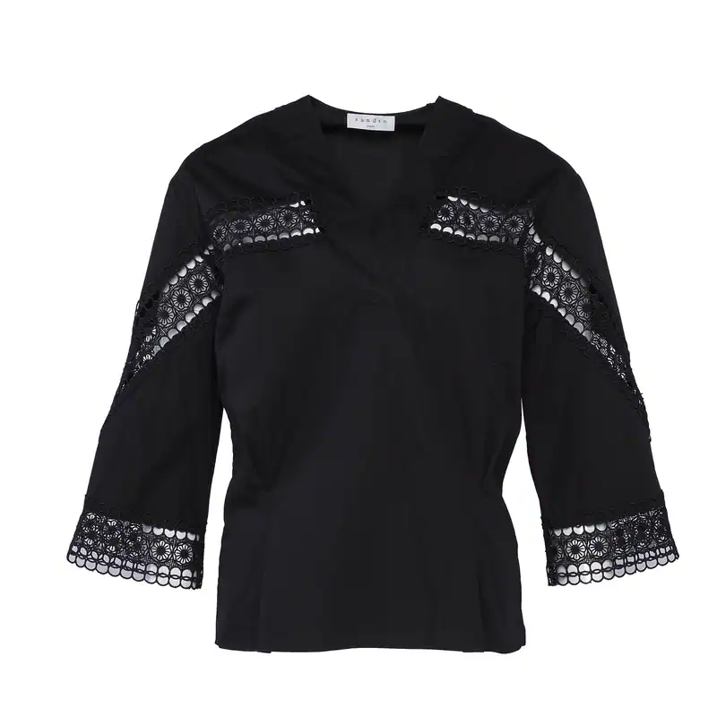 Sandro Paris Damenbluse Größe 1 / S Broderie Anglaise E11689E