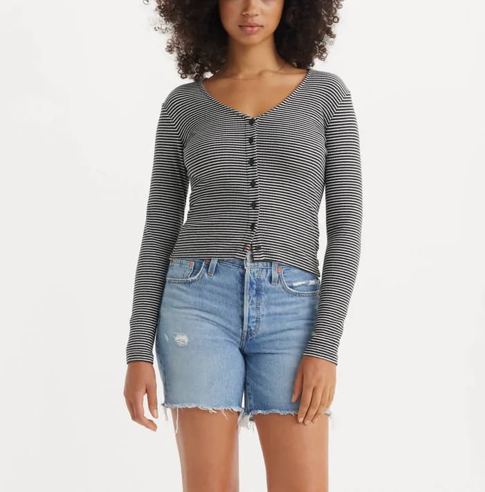 Levi's Damen Bluse Gestreift V-Ausschnitt Strick XL A87830006