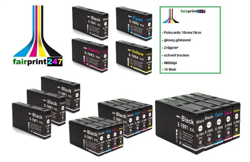 XXL Patronen für Epson WorkForce Pro WF-5620DWF WF-5690DWF oder Fotopapier TOP