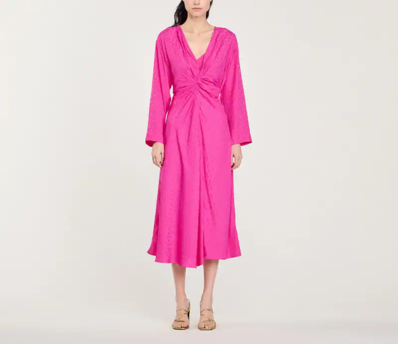 Sandro Kleid Rosa Gr. 38 Damen Maxikleid Bestickt Besticktes Dress SFPRO03756
