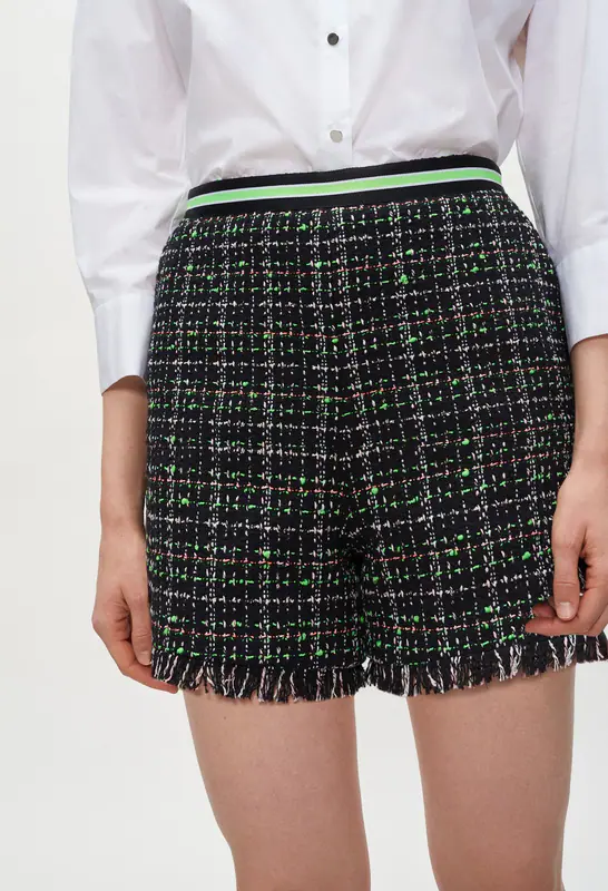 Claudie Pierlot Damen Shorts Tweed schwarz Gr 38 FR M Kurze Hose Luxus NEU