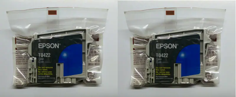 2 x Original Epson T0422 cyan Stylus C70 Plus C80 C82 CX5200 CX5400