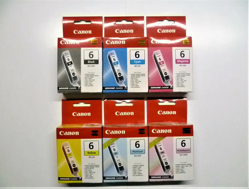 6 x original Canon Set BCI--6BK BCI-6C BCI-6M BCI-6Y BCI-6PC BCI-6PM