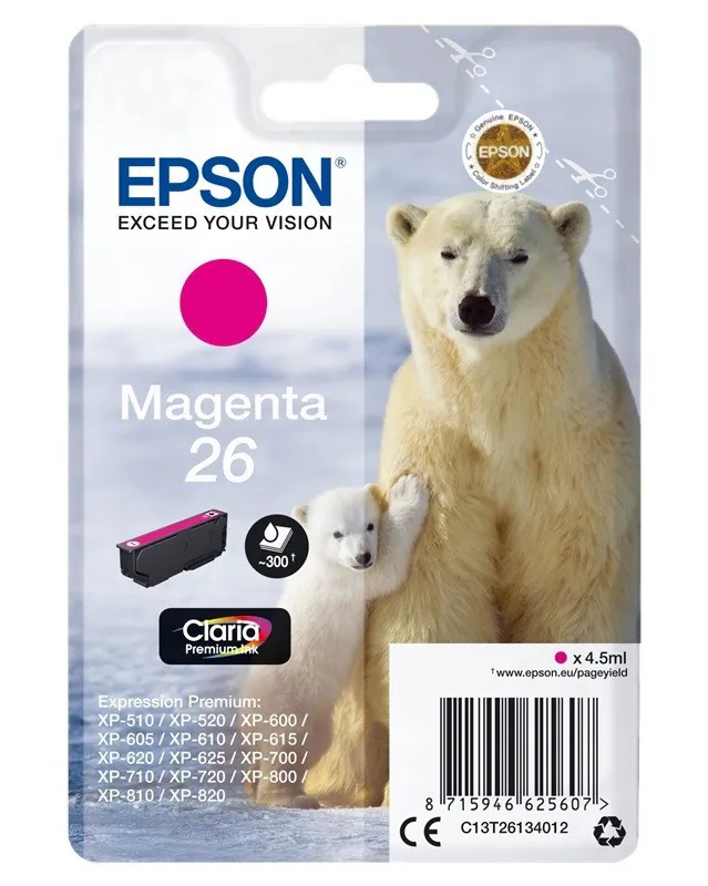 Original Epson 26 T2613 magenta XP-510 XP-520 XP-600 XP-605 XP-610 XP-615 o.V.