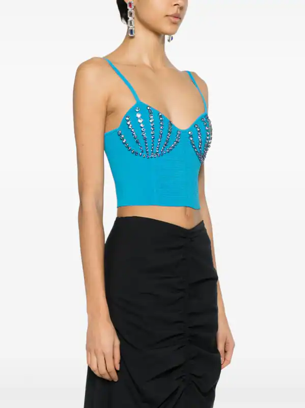 Sandro Top Blau Gr. 36 Damen Strass Cropped Oberteil Strasssteine SFPPU02261