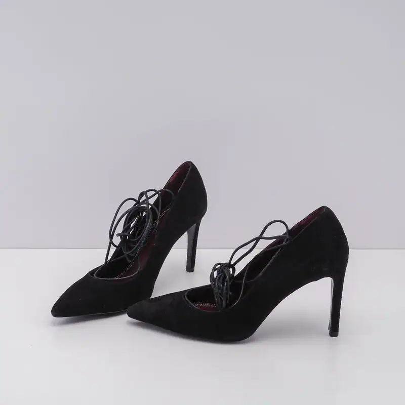 Maje Women's Black Suede Strappy Pointed Heels Size 40 EU 6.5 UK 9 US H15FOXY
