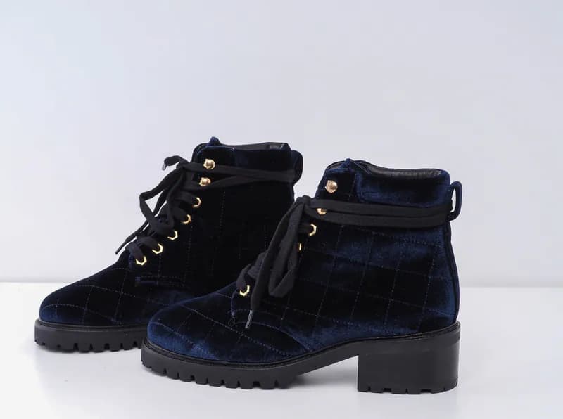 Sandro Paris Damen Stiefeletten Samt Velours Blau Absatz Gr. 39 Elegant