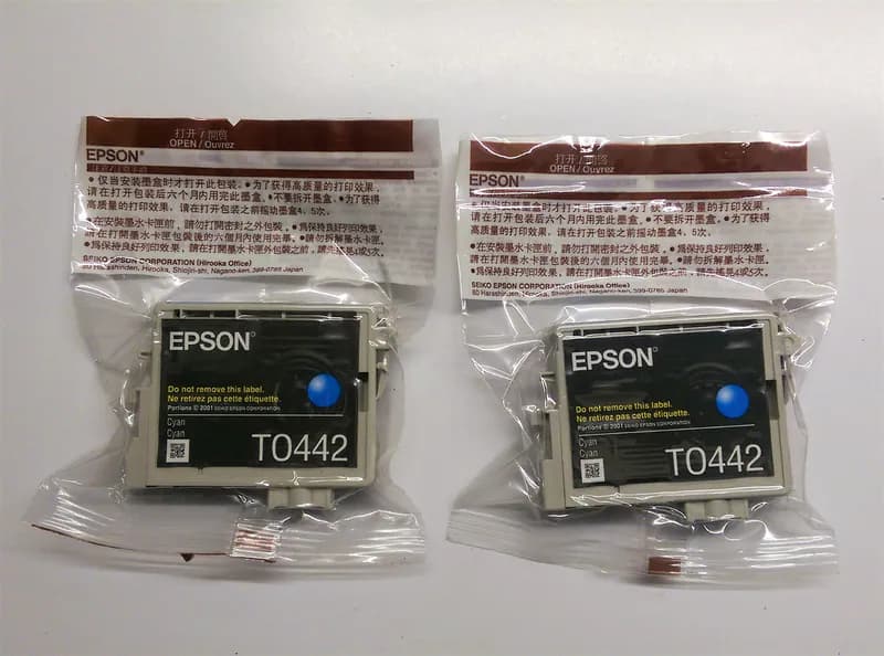 2 x Original Epson T0442 cyan XL C64 C66 C84 C86 CX3600 CX3650 CX6400 CX6600