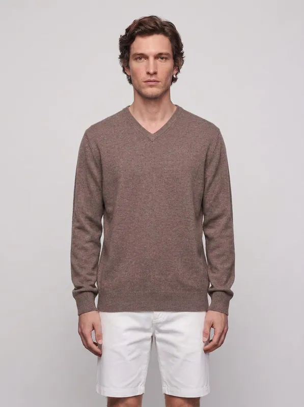 Hackett London Pullover Braun 100% Wolle Gr. XXL Herren V-Ausschnitt HM702875