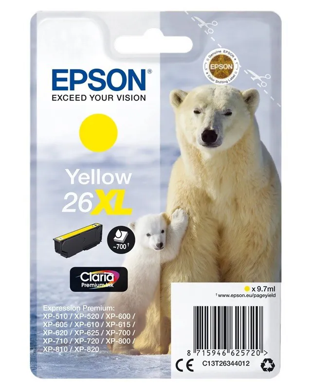 Original Epson 26XL gelb XP-510 XP-520 XP-600 XP-605 XP-610 OVP DATUM 2020-2022