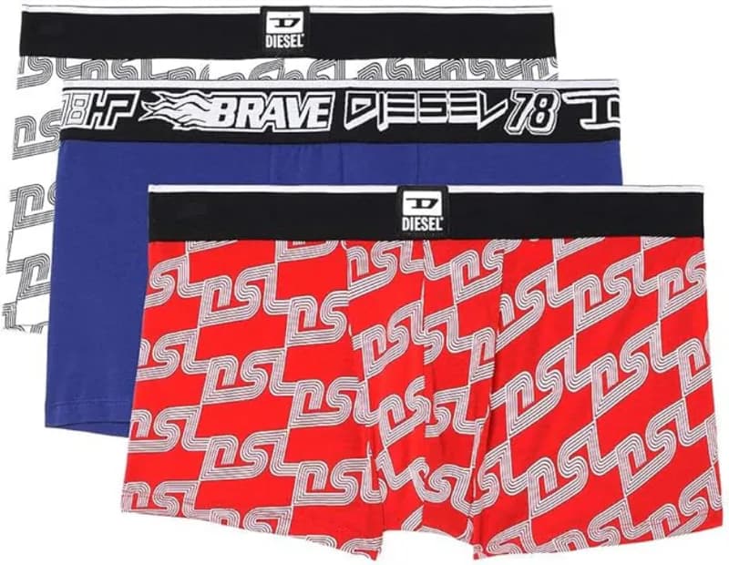 Diesel Boxershorts 3er Pack Baumwolle Elasthan Stretch Logo Bunt Gr. S