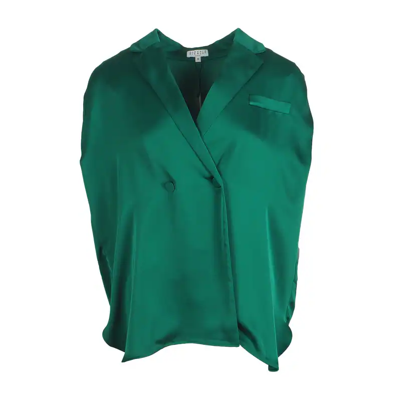 Claudie Pierlot Top Grün Satin Gr. 38 M Damen Ärmellos Blazer-Stil CFPTO00363