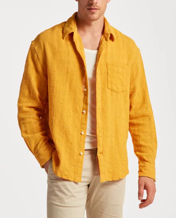 GANT Herren Hemd Orange Kariert Baumwolle Struktur Langarm Gr. M 3230087