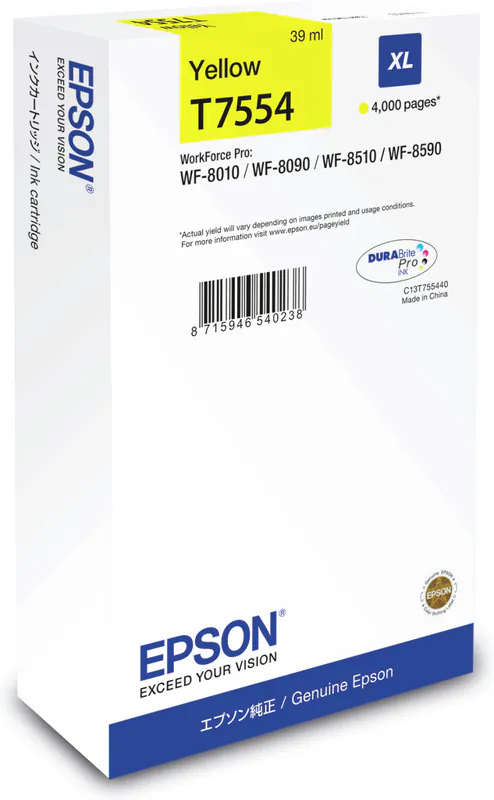 Original Epson T7554 XL gelb WF-8010 WF-8090 WF-8510 WF-8590 OVP DATUM 10/2021