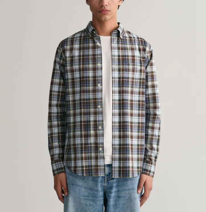 GANT Herren Hemd Langarm 100% Baumwolle Kariert Multicolor Business XL