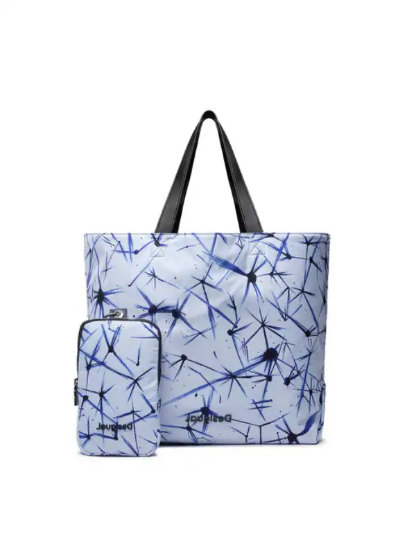 Desigual Handtasche Blau Schwarz Wendejacke Shopper Damen Tasche Pouch
