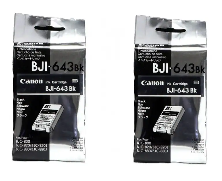 2 x Original Canon BJI-643BK schwarz black BJC-800 820 880 IBM 4079 OVP