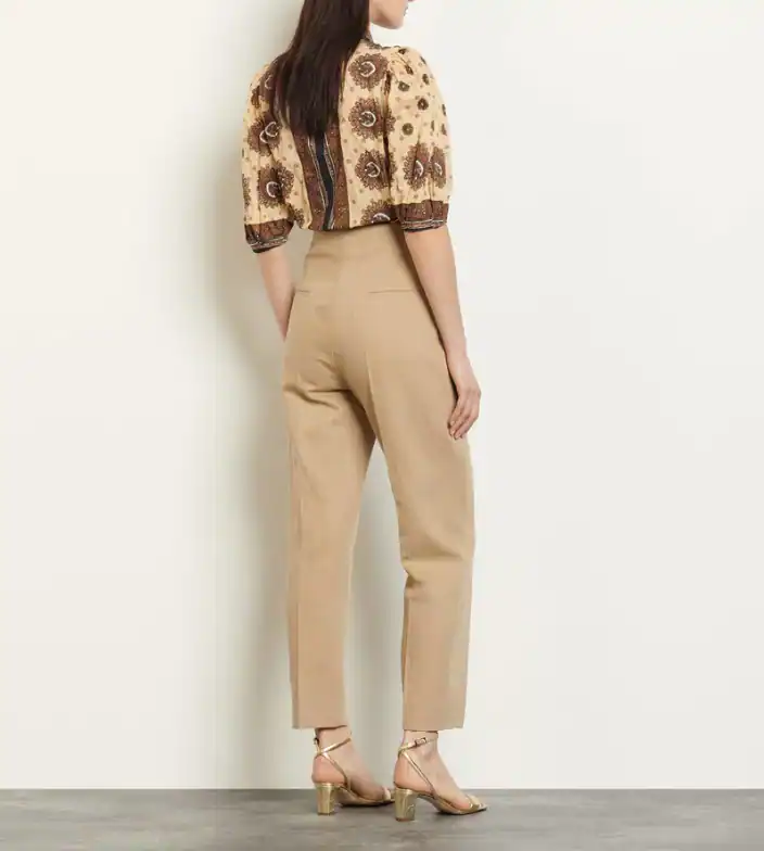 Sandro Hose Camel Gr. 40 FR / L Damen Karottenhose Tapered High Waist SFPPA00524