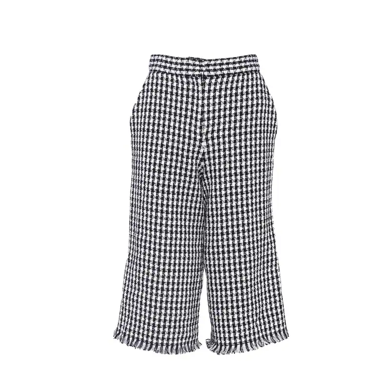 Claudie Pierlot Damen Hose Hahnentritt Wide Leg Cropped Gr 36 S Luxus Designer